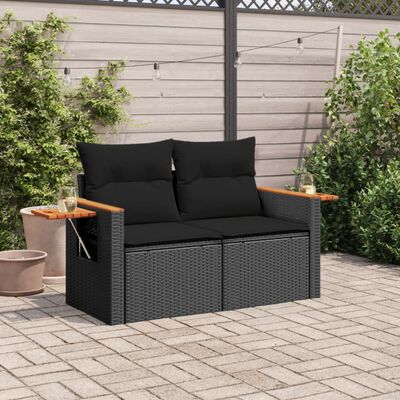 vidaXL Canapé de jardin avec coussins 2 places beige résine tressée