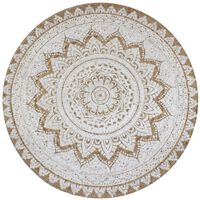 vidaXL Tapis de sol Jute tressée imprimée 150 cm Rond