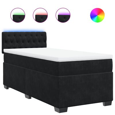 vidaXL Sommier à lattes de lit avec matelas Noir 90x190 cm Velours