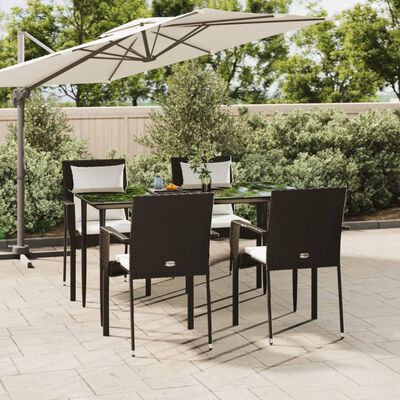 vidaXL Ensemble à manger de jardin coussins 5pcs Noir Résine tressée