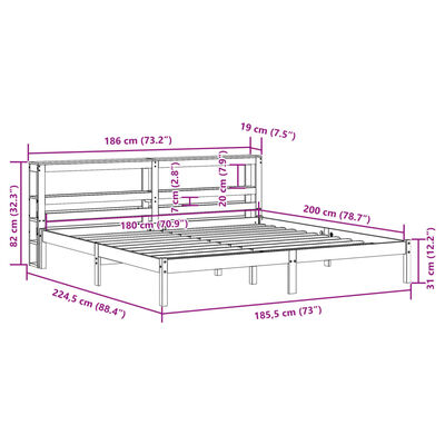 vidaXL Cadre de lit sans matelas blanc 180x200 cm bois massif de pin