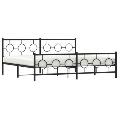 vidaXL Cadre de lit métal sans matelas avec pied de lit noir 200x200cm