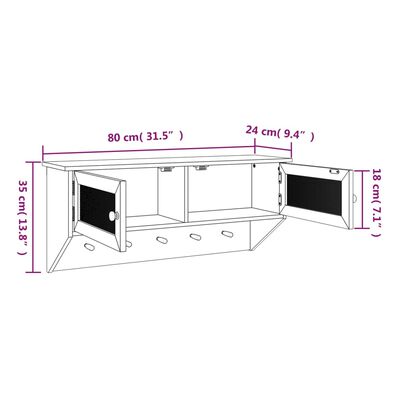 vidaXL Porte-manteau mural Blanc Bois d'ingénierie et rotin naturel