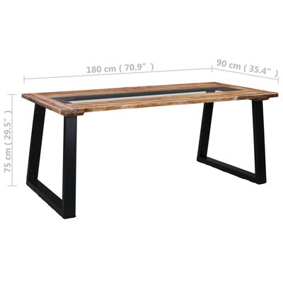 vidaXL Table à manger 180x90x75 cm Bois d'acacia massif et verre