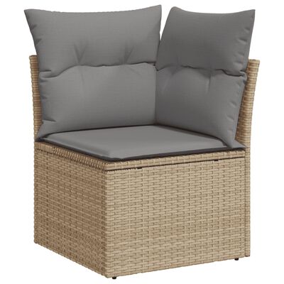 vidaXL Salon de jardin 11 pcs avec coussins beige résine tressée