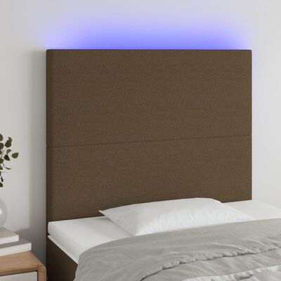 vidaXL Tête de lit à LED Marron foncé 80x5x118/128 cm Tissu