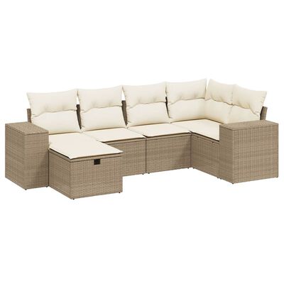 vidaXL Salon de jardin avec coussins 6 pcs beige résine tressée