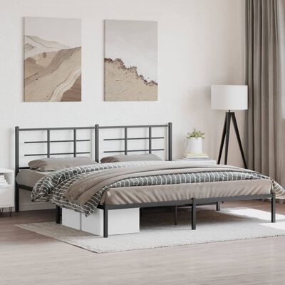 vidaXL Cadre de lit métal sans matelas avec tête de lit noir 200x200cm