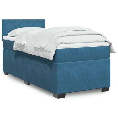 vidaXL Sommier à lattes de lit avec matelas bleu 80x200 cm velours