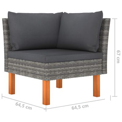 vidaXL Salon de jardin 4 pcs avec coussins Résine tressée Gris