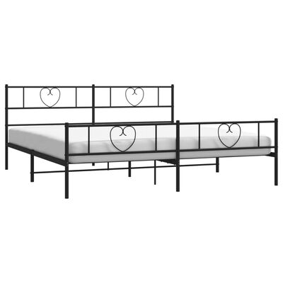 vidaXL Cadre de lit métal sans matelas avec pied de lit noir 200x200cm