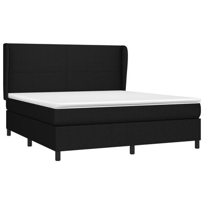 vidaXL Sommier à lattes de lit avec matelas Noir 180x200 cm Tissu