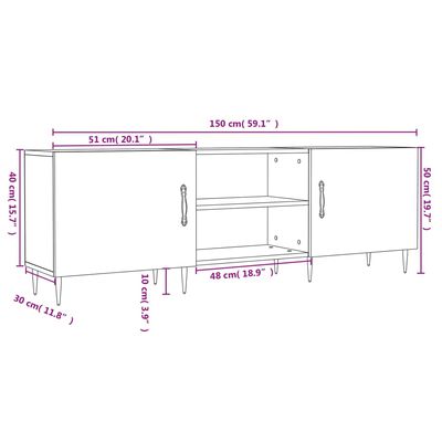 vidaXL Meuble TV blanc 150x30x50 cm bois d'ingénierie