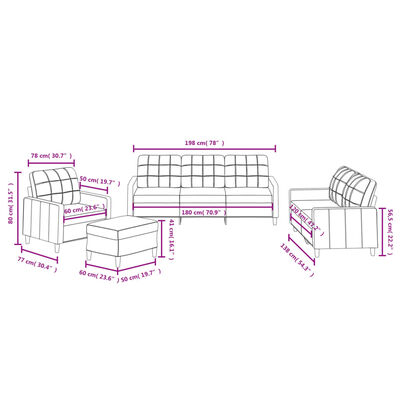 vidaXL Ensemble de canapés 4 pcs avec coussins Crème Tissu