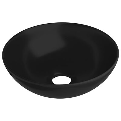 vidaXL Lavabo de salle de bain Céramique Noir mat Rond