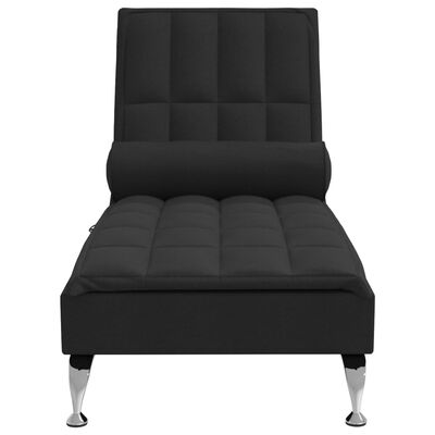 vidaXL Chaise longue de massage avec traversin noir tissu