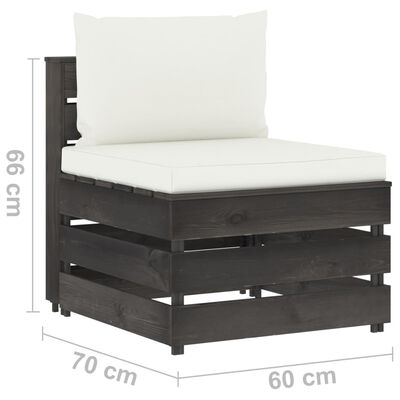 vidaXL Salon de jardin 9 pcs avec coussins Bois imprégné de gris