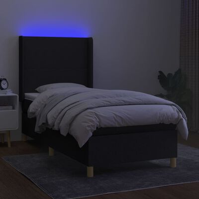 vidaXL Sommier à lattes de lit matelas et LED Noir 100x200 cm Tissu