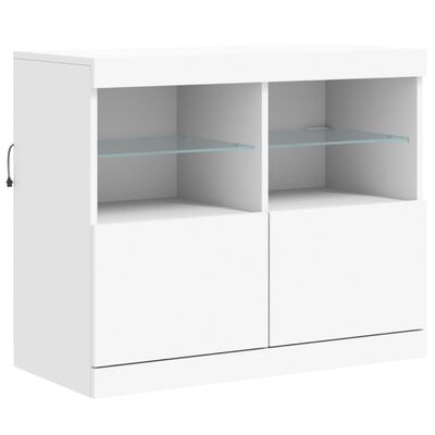 vidaXL Buffet avec lumières LED blanc 202x37x67 cm