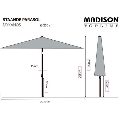 Madison Parasol de jardin Mykanos 250 cm vert