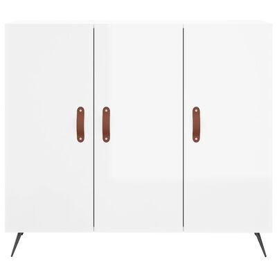 vidaXL Buffet blanc brillant 90x34x80 cm bois d'ingénierie