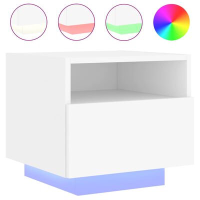 vidaXL Table de chevet avec lumières LED blanc 40x39x37 cm