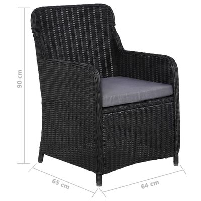 vidaXL Ensemble de salle à manger de jardin 5 pcs Noir