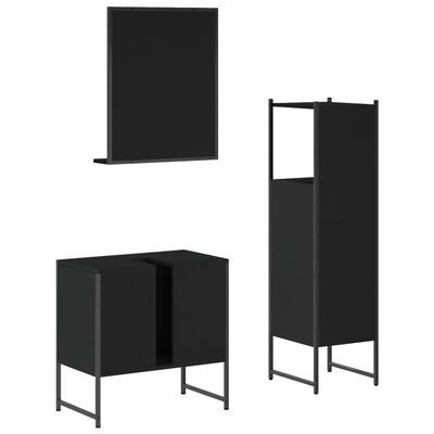 vidaXL Ensemble d'armoires salle de bain 3 pcs noir bois d'ingénierie