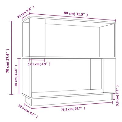 vidaXL Bibliothèque/Séparateur de pièce Noir 80x25x70 cm Pin massif