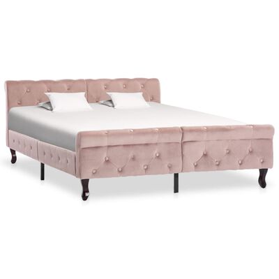 vidaXL Cadre de lit Rose Velours 140x200 cm