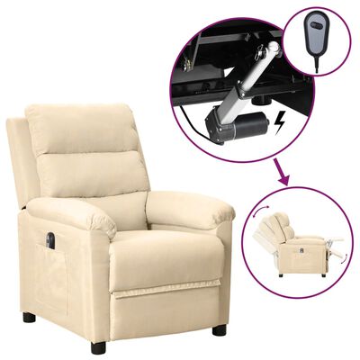 vidaXL Fauteuil inclinable électrique Crème Tissu