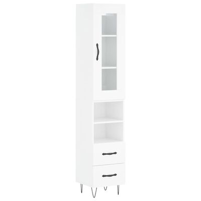 vidaXL Buffet haut Blanc brillant 34,5x34x180 cm Bois d'ingénierie