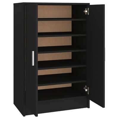 vidaXL Armoire à chaussures Noir 60x35x92 cm Bois d’ingénierie