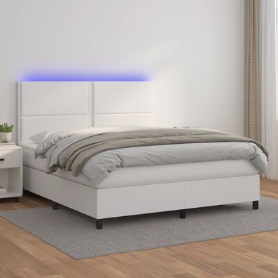 vidaXL Sommier à lattes de lit avec matelas et LED Blanc 180x200 cm