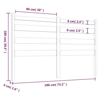 vidaXL Tête de lit Gris 186x4x100 cm Bois massif de pin