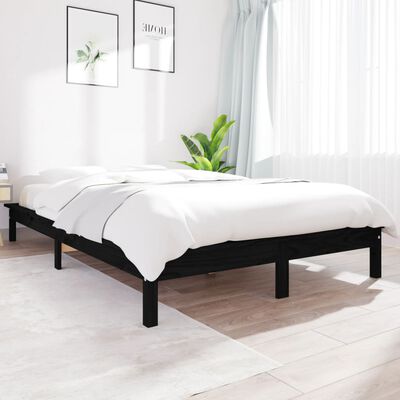 vidaXL Cadre de lit sans matelas noir 140x190 cm bois de pin massif