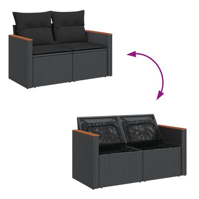 vidaXL Salon de jardin avec coussins 13 pcs noir résine tressée