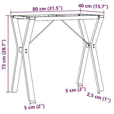 vidaXL Pieds de table à manger cadre en Y 80x40x73 cm fonte