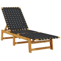 vidaXL Chaises longues noir bois d'acacia solide et tissu