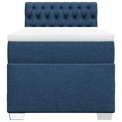 vidaXL Sommier à lattes de lit avec matelas Bleu 90x190 cm Tissu