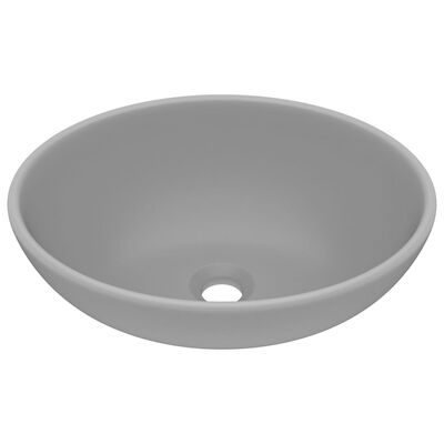 vidaXL Lavabo ovale de luxe Gris clair mat 40x33 cm Céramique