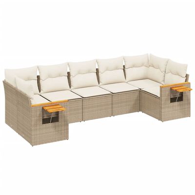 vidaXL Salon de jardin avec coussins 7 pcs beige résine tressée