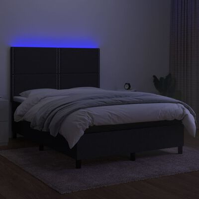 vidaXL Sommier à lattes de lit et matelas et LED Noir 140x190 cm Tissu