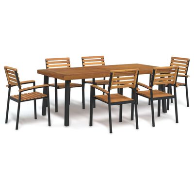 vidaXL Ensemble à manger de jardin 7 pcs bois d'acacia solide et métal