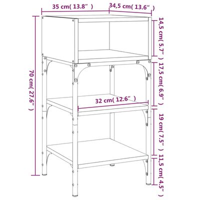 vidaXL Tables de chevet 2pcs chêne fumé 35x34,5x70 c bois d’ingénierie