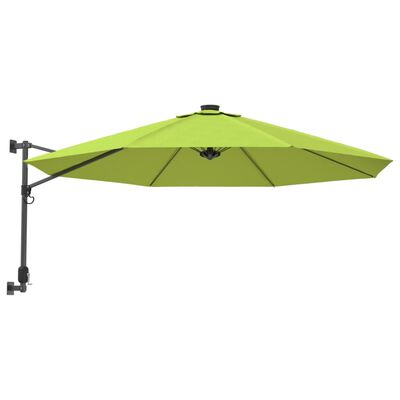 vidaXL Parasol mural avec LES pomme verte 290 cm