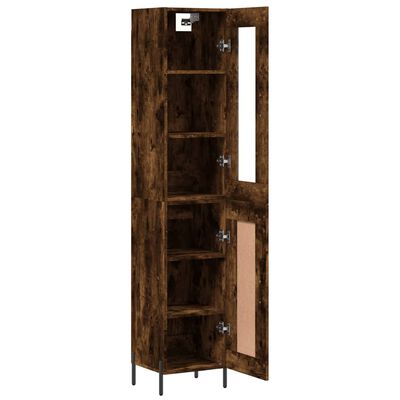 vidaXL Buffet haut Chêne fumé 34,5x34x180 cm Bois d'ingénierie