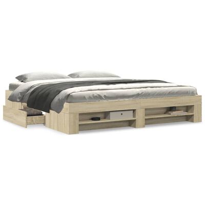 vidaXL Cadre de lit sans matelas chêne sonoma 200x200 cm