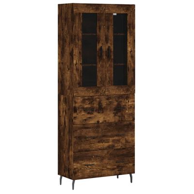 vidaXL Buffet haut Chêne fumé 69,5x34x180 cm Bois d'ingénierie