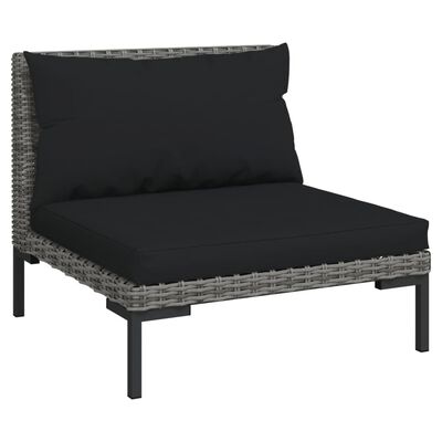 vidaXL Salon de jardin 9 pcs avec coussins Résine tressée Gris foncé